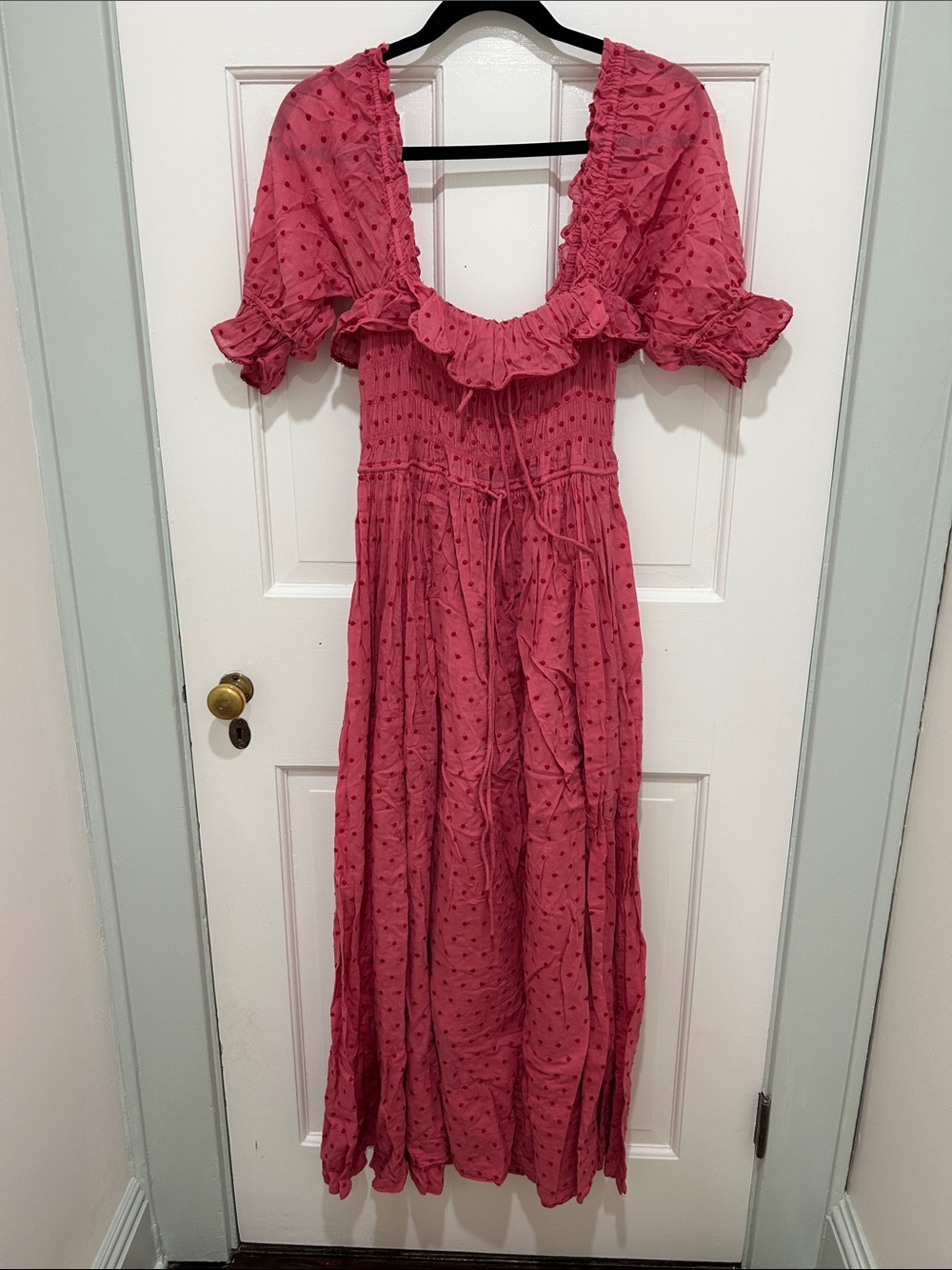 Doen Rose-Pink Ruffled Maxi Dress